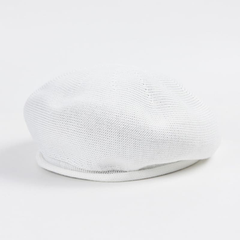 LALA Spring Summer Cotton Beret Bread Hat - White