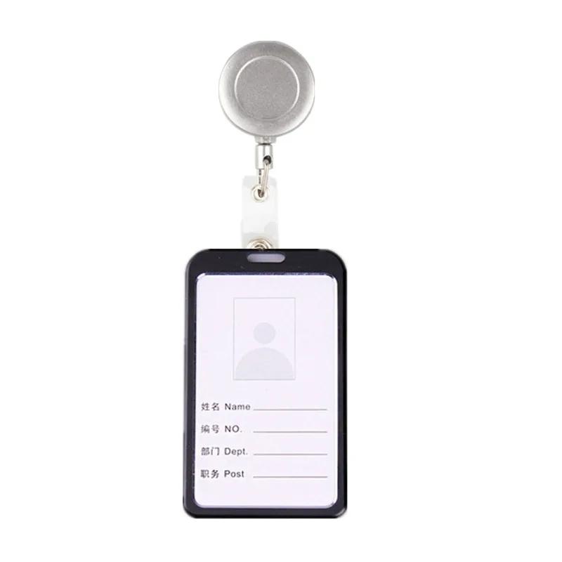 Aluminum Alloy ID Tag Work Card Sleeve with Lanyard Name Badge Holder Pass Card Protective Case Retractable Badge Reel
