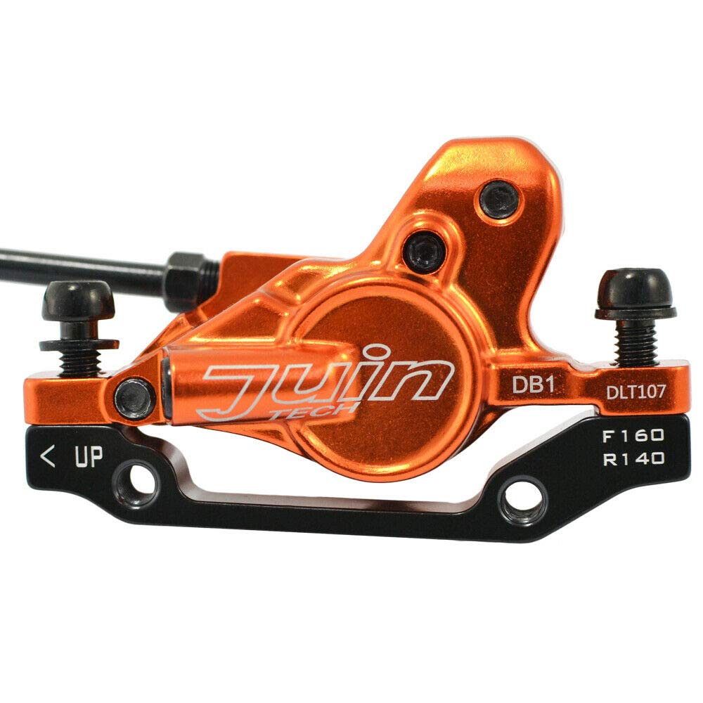 JUIN TECH DB1 MTB Hydraulic Disc Brake JT2269 E-bike Dual-Piston Set(F+R) w/160mm Rotor, Orange,
