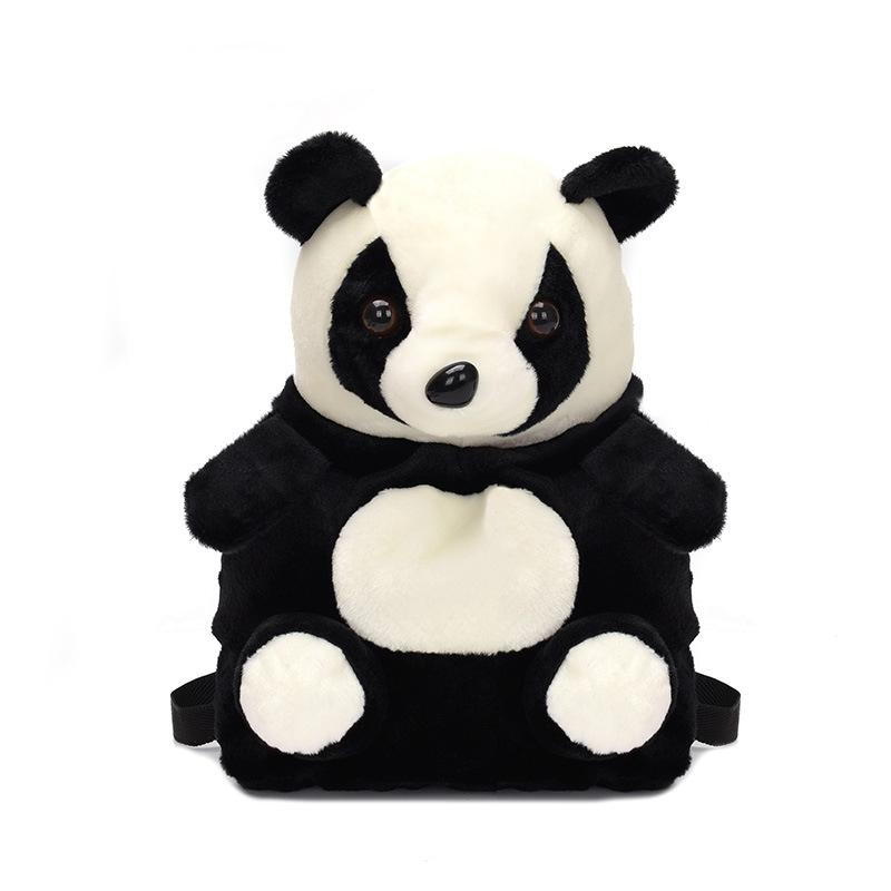 Girl Cartoon Panda Double Shoulder Backpack children's plush doll school bag women bag kindergarten school bag