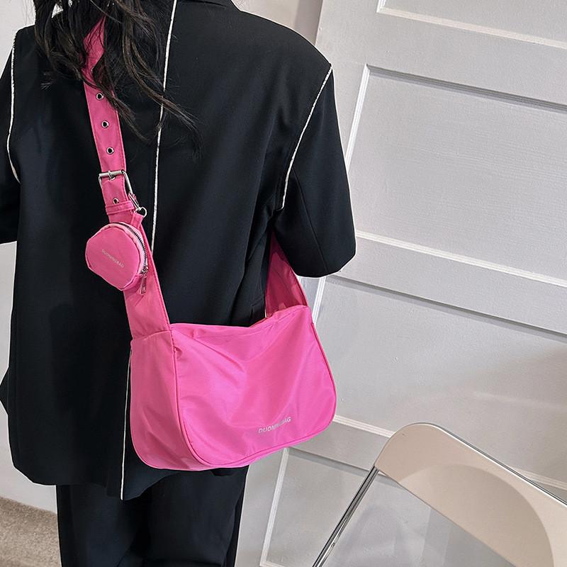 Fashionable Nylon Large Capacity Bag For Women In Black Orange Fuchsia Green For Spring Summer