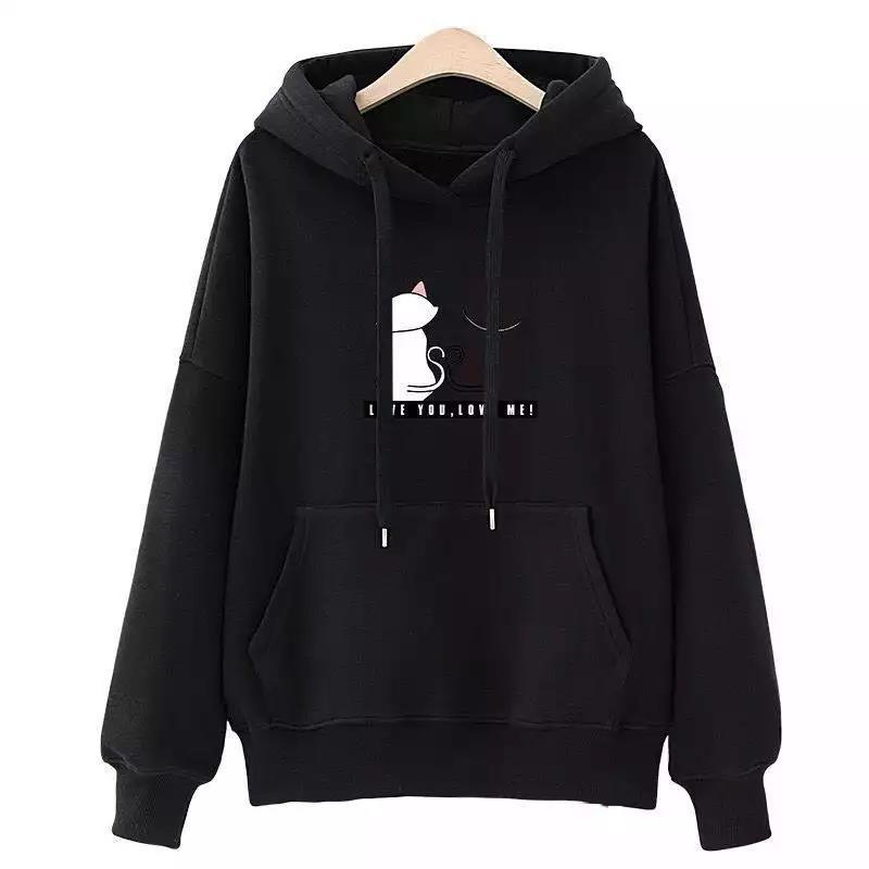 Streetwear Hoodies Women Sweatshirt Autumn Long Sleeve Hoodies Harajuku Hoodie Cute Cat Print Sweatshirt Women