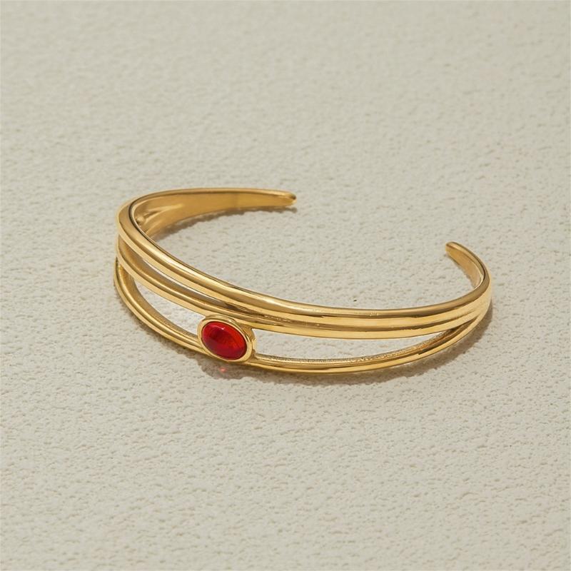 Lightweight Openwork Multilayer Bangle Adjustable Closure Wrist Bracelet Stainless Steel Jewelry For Stackable
