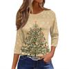 Women's T Shirt Christmas Print 3/4 Sleeve Daily Weekend Fashion Basic Round Neck Regular Top