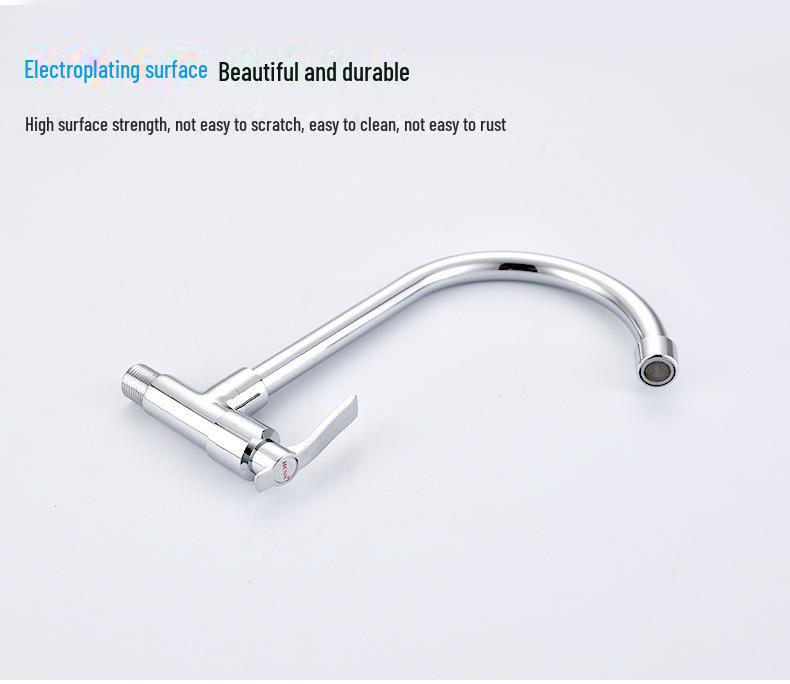 Huang Chao Copper Wall-Mounted Kitchen Faucet for Mop Pool, Single Cold Water, 4-Point Sink