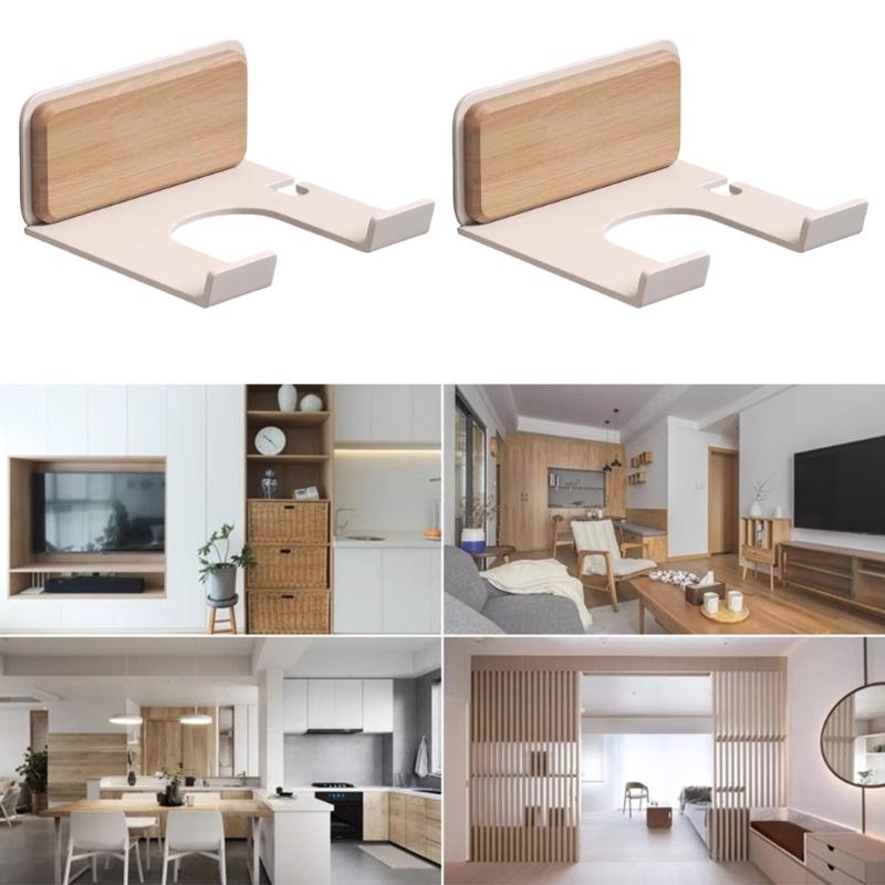 Bathroom Hair Dryer Stand Wall Mounted Hairdryer Holder Hair Tool Organizers Rack Solid Wood Hair Blow Dryer Shelf