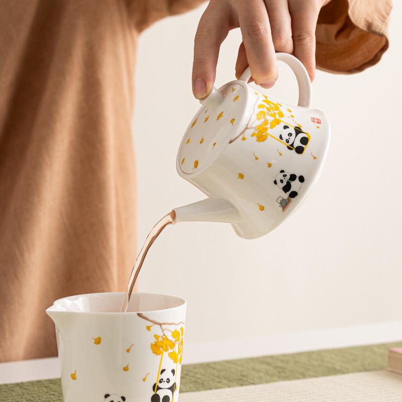 Dehua ceramic kung fu tea set single bubble teapot stuffy teapot large capacity teapot Guochao panda merchandise replenishment