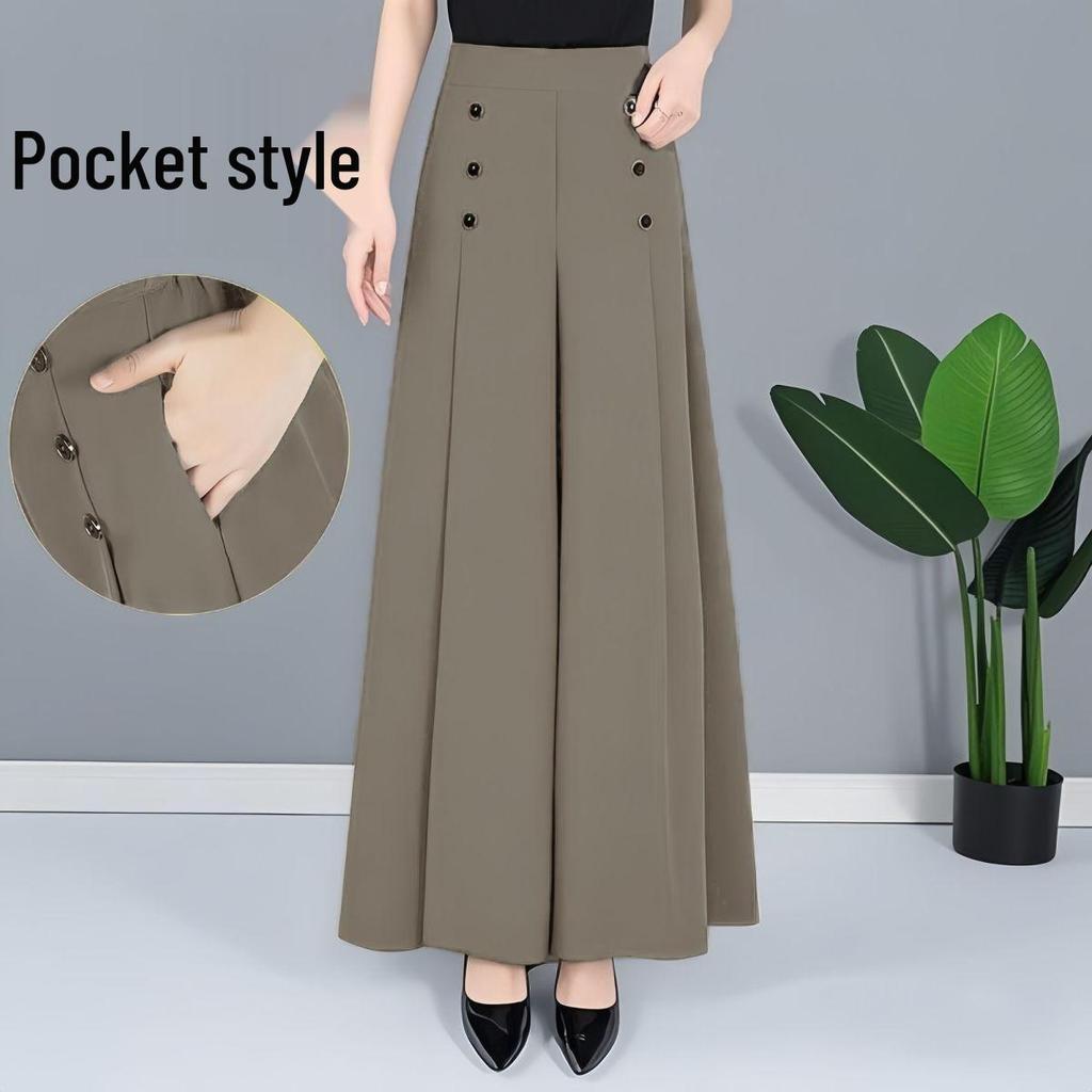 BOGO Summer Drapey Skirt Pants - New Chinese Style, Lightweight, Large & Plus Size Women's Casual Slimming Trousers