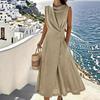 Elegantes ärmelloses Kleid aus französischer Leinen-Baumwolle für Damen - Strandurlaub 2026