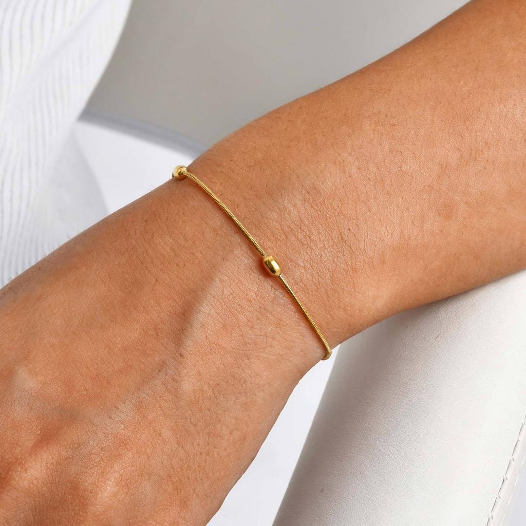 Simple Stainless Steel Rice Bead Round Snake Chain Jewelry, Versatile Fashion Bracelet Women Br-2645