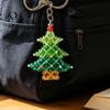 Christmas Beaded Keychain Handmade Keychain, Xmas Tree Wreath Gift Box Bell Decorative Key Ring Santa Keyring, Backpack Hanging Decor for Party Favors