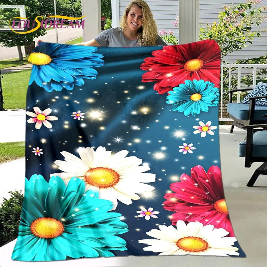 Newest 3D Rose Flower Sunflower Blanket,Flannel Blanket Throw Blanket,Sherpa Warm Blanket for Living Room Bedroom Beds Sofa Gift