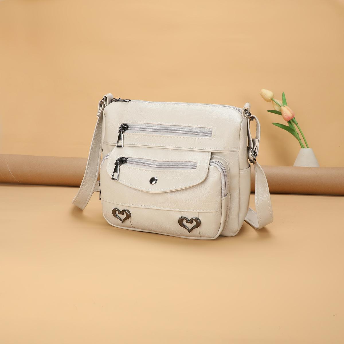 

Simple Multi Pocket Crossbody Bag Soft Casual Large Capacity Vintage Shoulder Bag