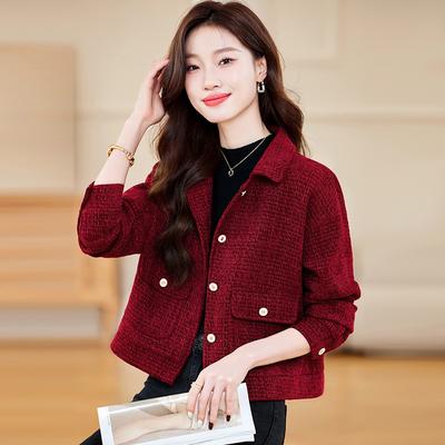 POLO Collar Small Fragrant Short Jacket Autumn and Winter New Casual Versatile Simple Single-breasted Top