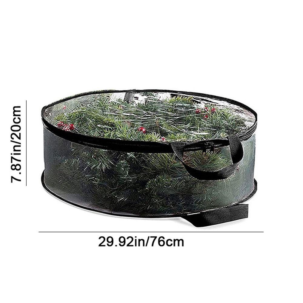 Round Wreath Storage Bag PVC Wreath Zippered Container Practical Garlands Storage Bag  for Home