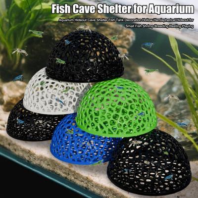 Aquarium Hideout Cave Shelter Fish Tank Decoration Hollow Hemispherical Hideout for Small Fish Shrimp Breeding Resting Playing