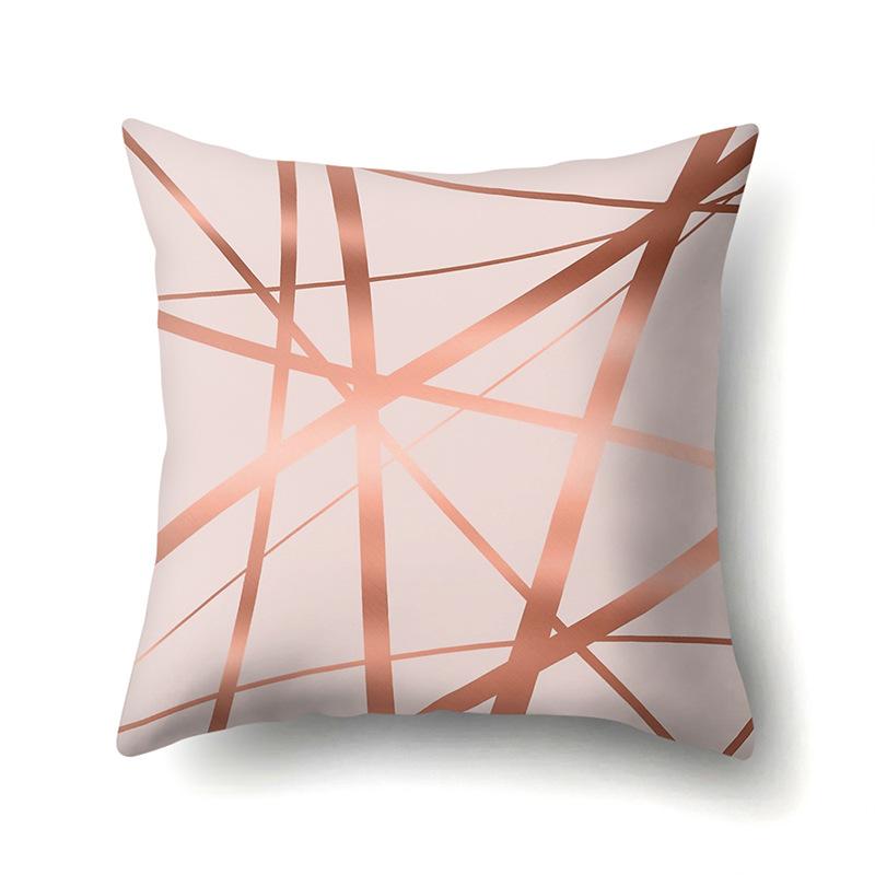 Polyester Pillowcase Marble Nordic Ins Style Geometric Printed Peach Leather Velvet Living Room Sofa Pillowcase