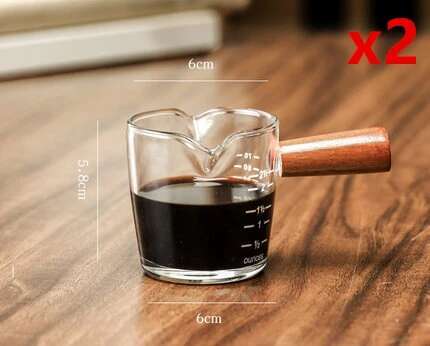 Solid Wood Handle Scale Creamer Double Mouth Coffee Maker Milk Jug Jar Heat Resistant Glass Cup Mini Espresso Extraction Pot