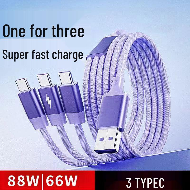 2m 3-in-1 USB Multi-Head Cable for Huawei, 66W Super Fast Charging (Type-C)