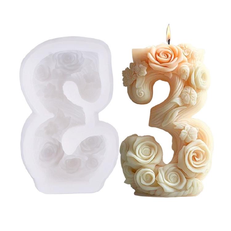 

3D Flower Silicone Molds for Candle Soap Decoration Epoxy Resin Silicone Molds Floral Number Silicone Candle Molds
