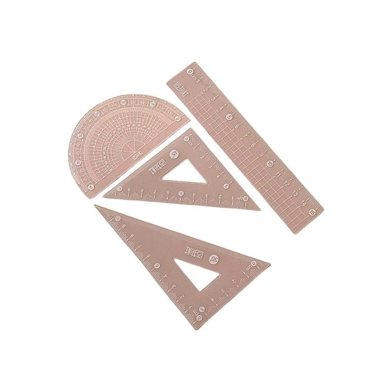Multifunctional Math Geometry Tool Student Geometry Math Drafting Tool Set with Straight Ruler Protractor Set Square 15cm