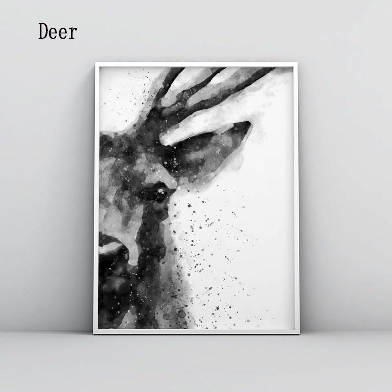 Watercolor animal canvas painting Nordic poster and print wall art deco picture living room decorative painting