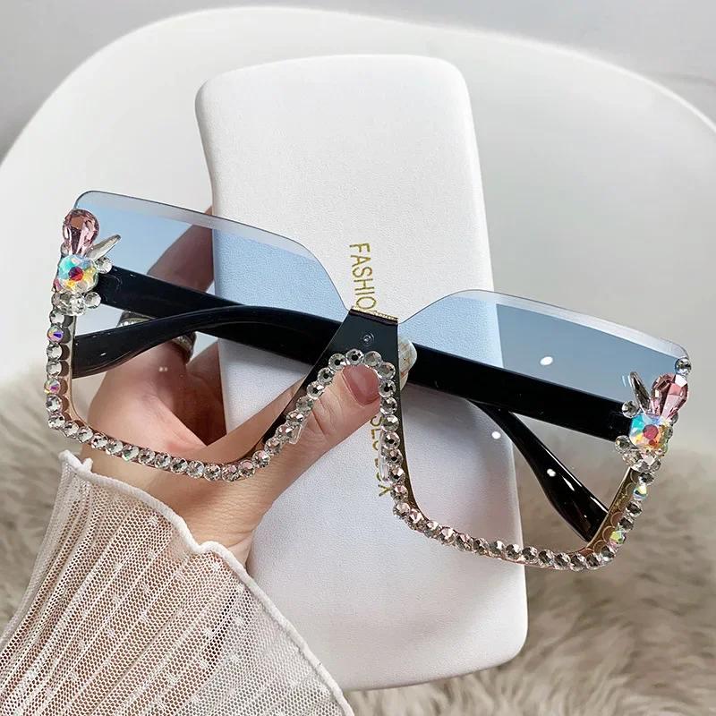 Women Fashion Gradient Color Sunglasses Unisex Vintage Square Outdoor Travel Uv400 Sun Glasses Ladies Luxury Diamond Cut Eyewear