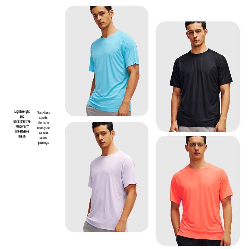 Men's Summer Quick-Drying Breathable Lightweight Crew Neck Short Sleeve Running T-Shirt