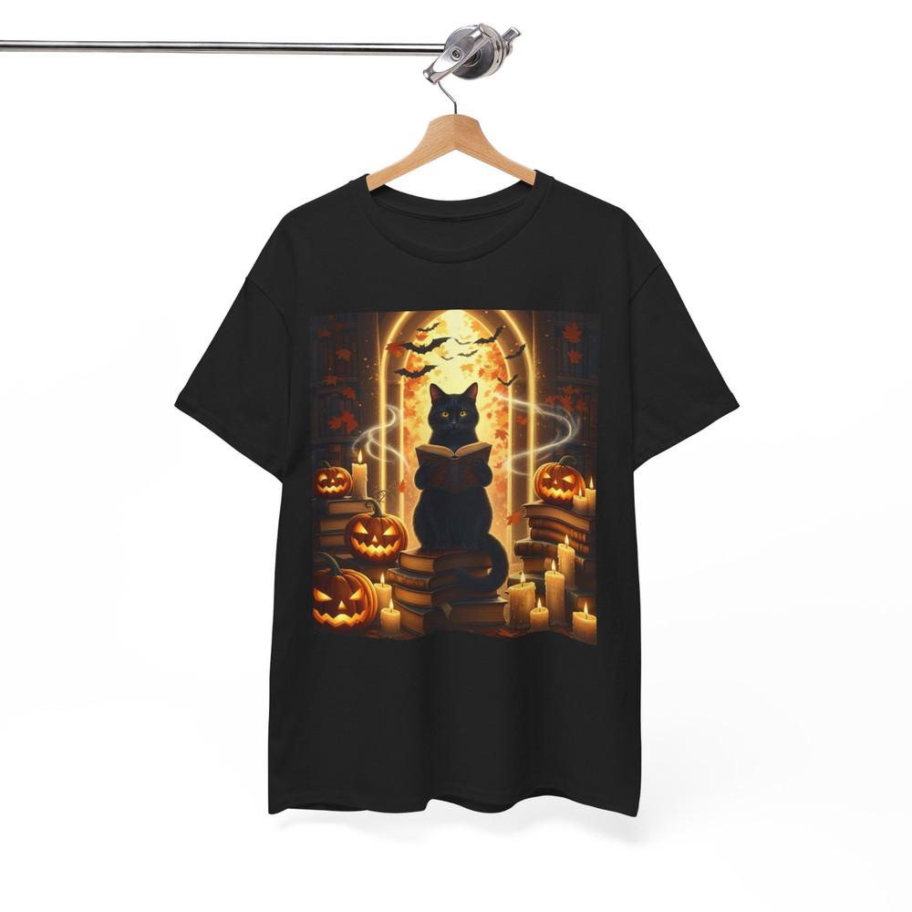 Black Cat Reading Books Pumpkin Autumn Teachers Halloween T-Shirt Unisex T-shirt Unisex T-Shirt M