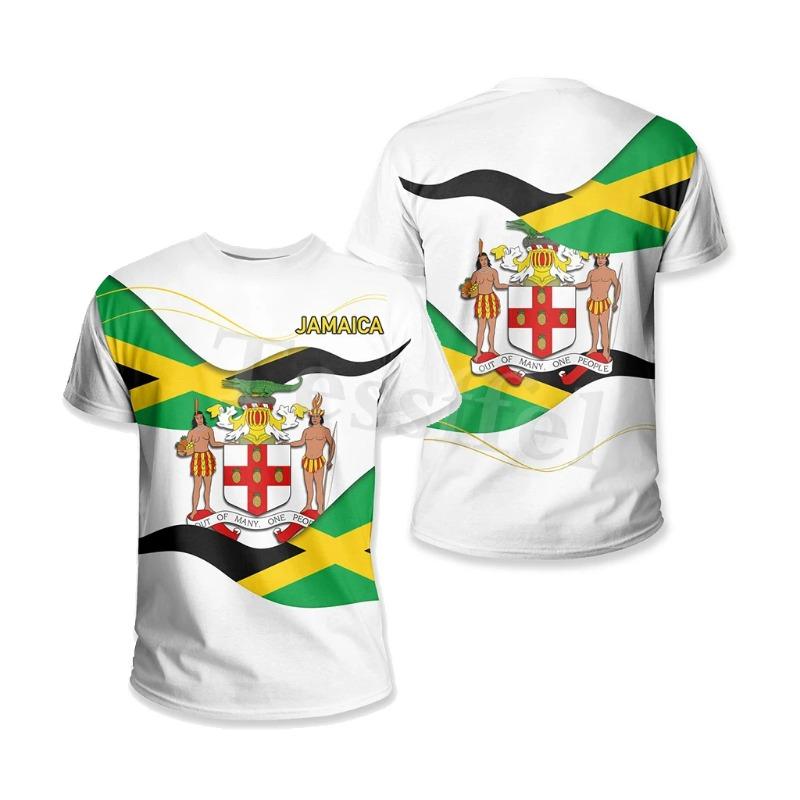 Tessffel Jamaica Lion Emblem Zomer Nieuwe Mode 3D Print Tops Tee T-shirt Mannen Vrouwen Korte Mouw T-shirt Streetwear Stijl-4