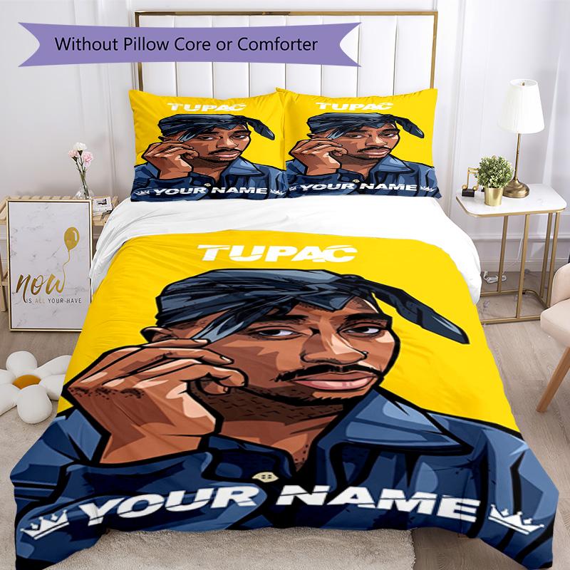 2pac Customize Your Name Duvet Cover Set Design for Bedrooms Soft Bedding Custom Room Decor Christmas, WeddingPerfect