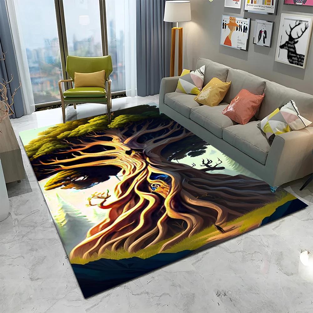 Viking Noorse Yggdrasil Levensboom Tapijt Vloerkleed voor Huis Woonkamer Slaapkamer Bank Deurmat Decoratie, Kinderkamer Vloerkleed Antislip Vloermat