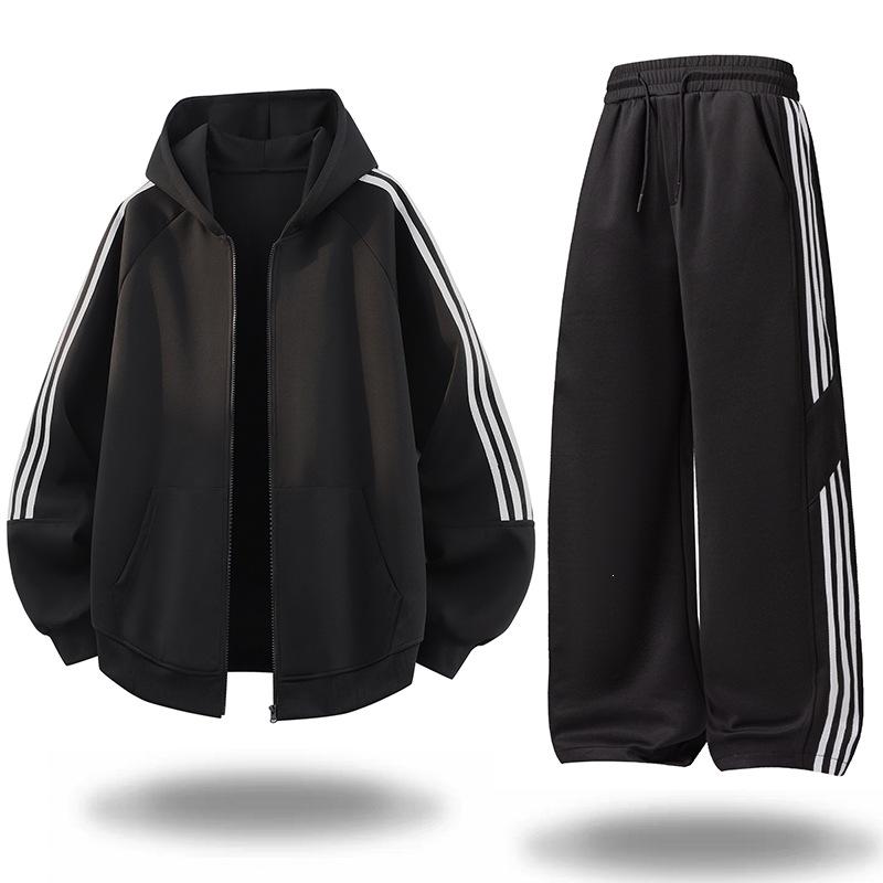 Men's Spring Autumn Tracksuit Hoodies and Sweatpants 2pcs Set Casual Zip-up Sportswear Male Outfits