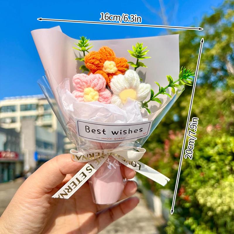 Sunflower Bouquet Gift Handmade Knitted Creative Valentine's Day Gifts For Girl DIY Simulate Bouquet Handmade Knitted Bouquet