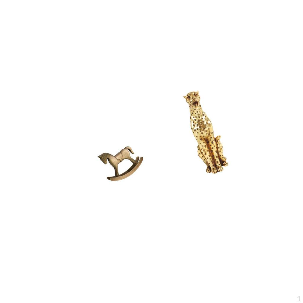 Rustic Gold Cheetah Horse Figurine Animal Sculpture Decorative Tabletop Ornament for Home Office