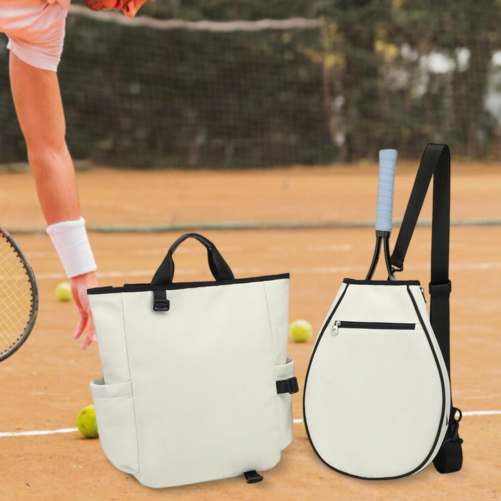 

Tennis Backpack Duffle Bag Storage Racket Racquet Holder with Pockets Pickleball for Sports белый
