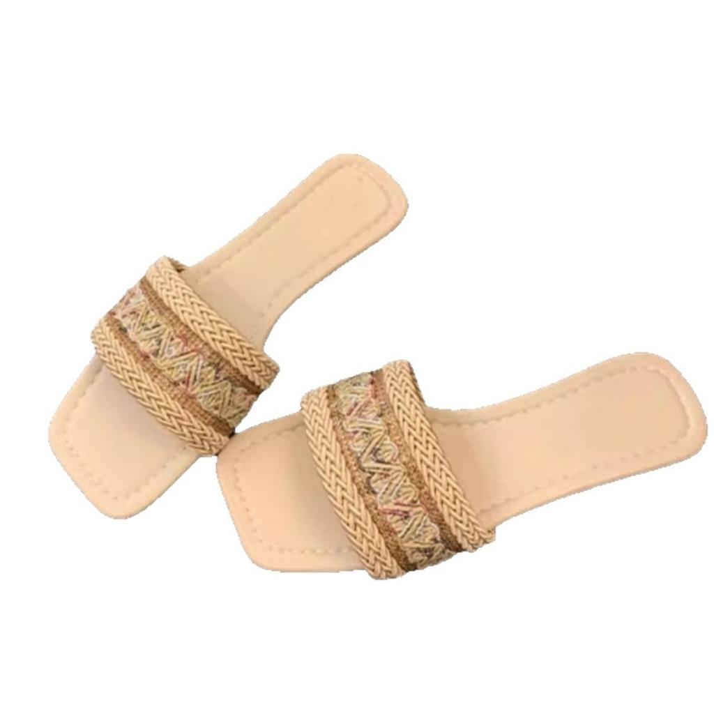 Xiaoxiangfeng Cool Slippers for Women To Wear In the Summer of 2025, New Models with Small Soft Soles, Square Head, Seaside Vacation Beach Shoes