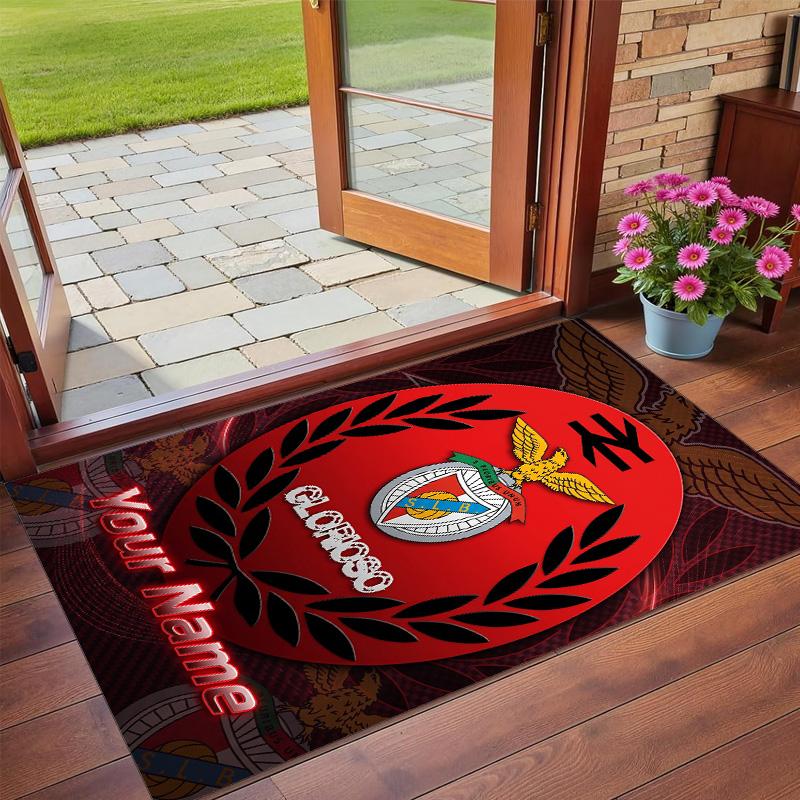 Crystal Velvet Rug Custom Name Text, Soft Non Slip Floor Mat Home DecorBenfica FC