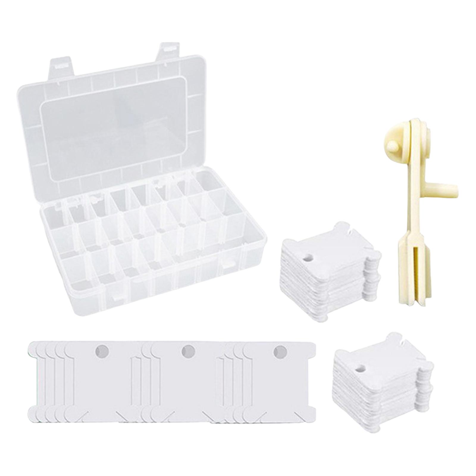 Floss Bobbin with Bobbin Winder, Cross Stitch Organizer Box Thread Cards for Winding Sewing Storage