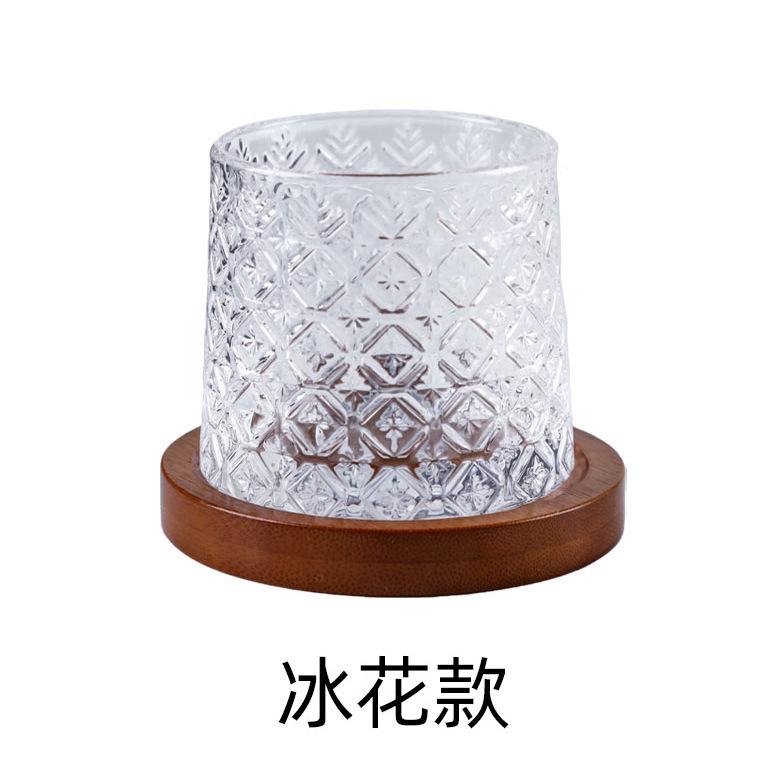 Crystal Tumbler Whiskey Glass with Base, Rotating Spinning Wine, Brandy Glass Cup, Drinkware for Bar and Home 280ml