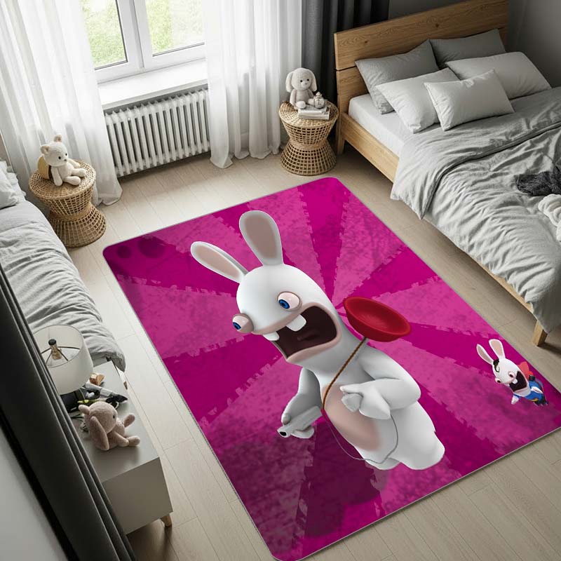 Raving Rabbids Carpet,Bedroom Rug, Doormat,Living Room Rug, Bedside Carpet, Computer Chair Mat, Christmas Gift.