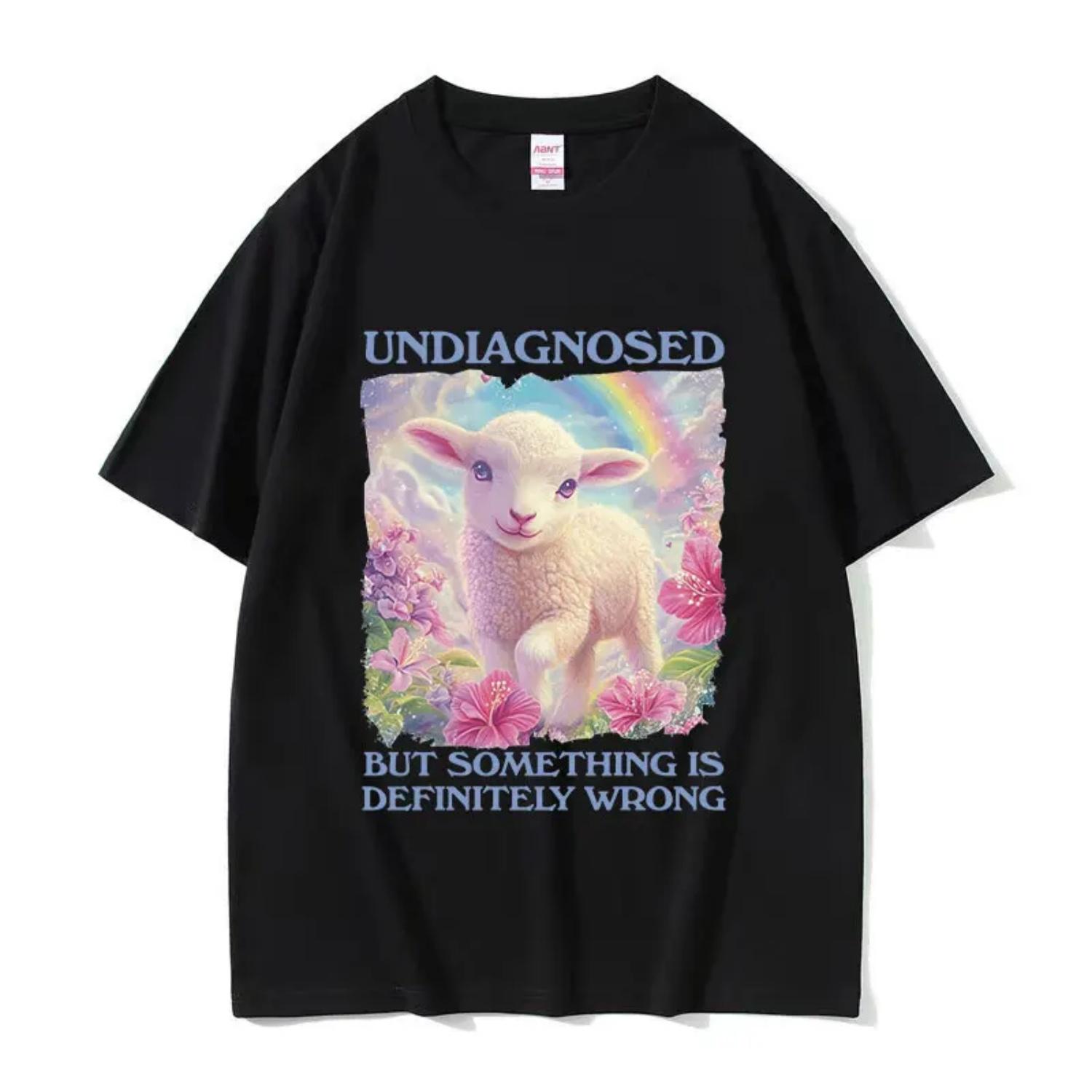

Undiagnosed But Something Is Wrong Sheep Funny Meme T Shirts Men Women Retro High Quality Fashion Oversized Cotton T-shirt Tops S разноцветный