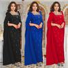 Cross-Border Elegant Women's Dress with Back Slit, Cape Sleeves, and Rhinestone Details