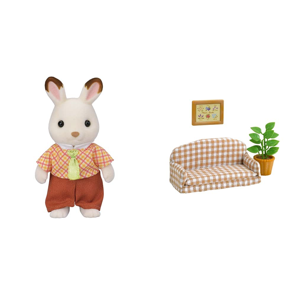 Sylvanian Families Chocolate Rabbit Father + Living Sofa