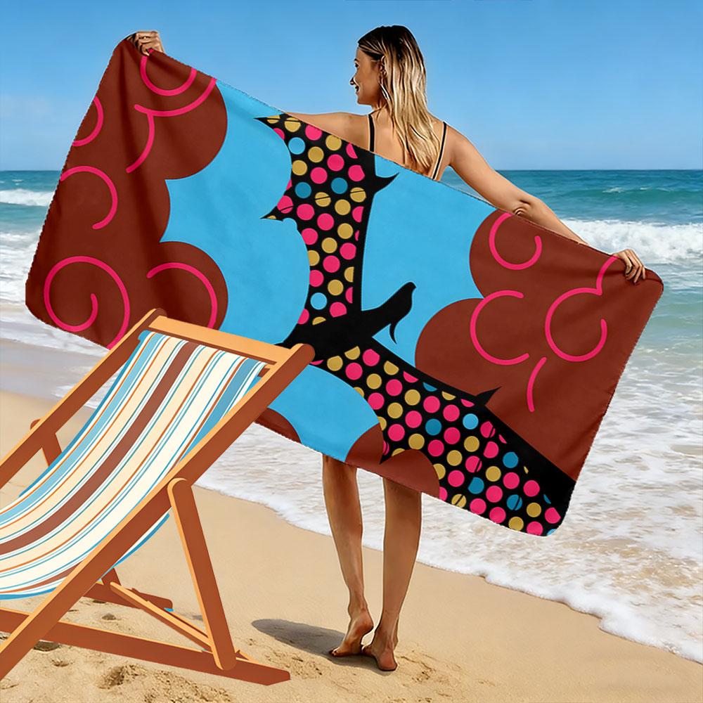 Colorful spotted dragon soaring Print beach towel, quick drying, suitable for travel, outdoor sports, jogging, the beach and swimming, gift