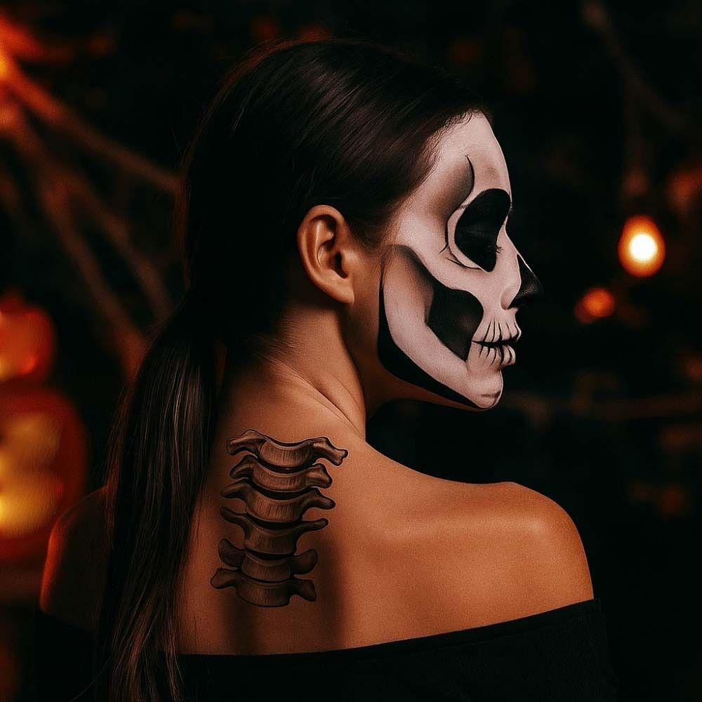 2pcs Disposable Halloween Face Tattoo Waterproof Skull Temporary Sticker Mouth Clown Tattoo  Men
