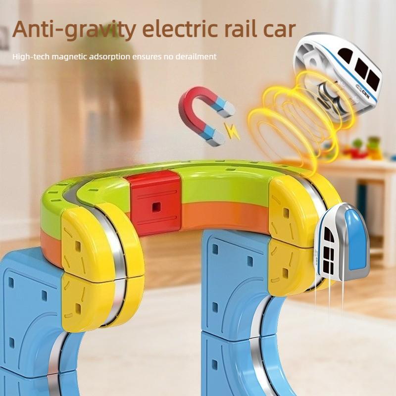 Magnetische Kindereisenbahn-Gleisspielzeug DIY-Montage Antischwerkraft Elektrische Eisenbahn-Gleisbahnauto Bausteinwürfel Kinder Weihnachtsgeschenke