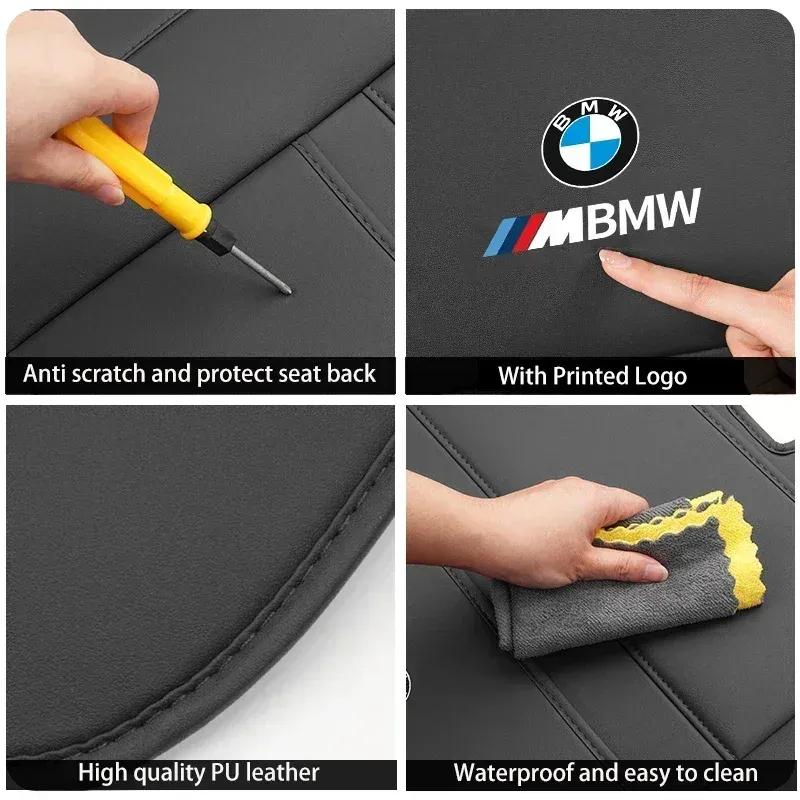 -2PCS Car Seat Back Protector For BMW 5 Series G60 2024 2025 PU Leather Anti-Kick Mats Anti Dirty Pad With Storage Accessories