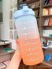 2L Large-capacity Water Bottle With Bounce Lid Timeline Reminder Leak-proof Frosted Cup For Outdoor Sports And Fitness