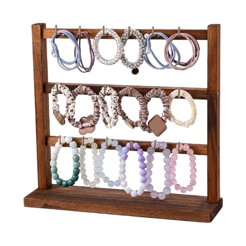 Wooden Jewelry Display Stand For Earrings Necklaces Keychains And Pendants With Natural Finish For Home Or Store Presentation